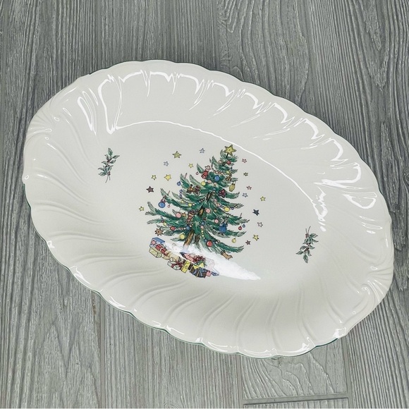 Vintage Nikko Happy Holidays Oval Platter 14" Christmas Tree plate collectable - Picture 5 of 7